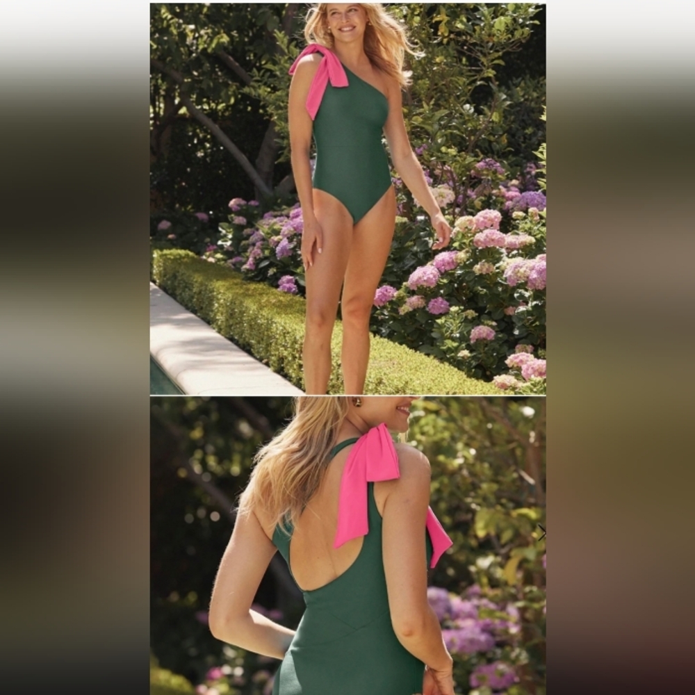 Summersalt One Piece Bow Shoulder Olive Spritz